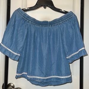 Alya Off The Shoulder Chambray Blouse S
